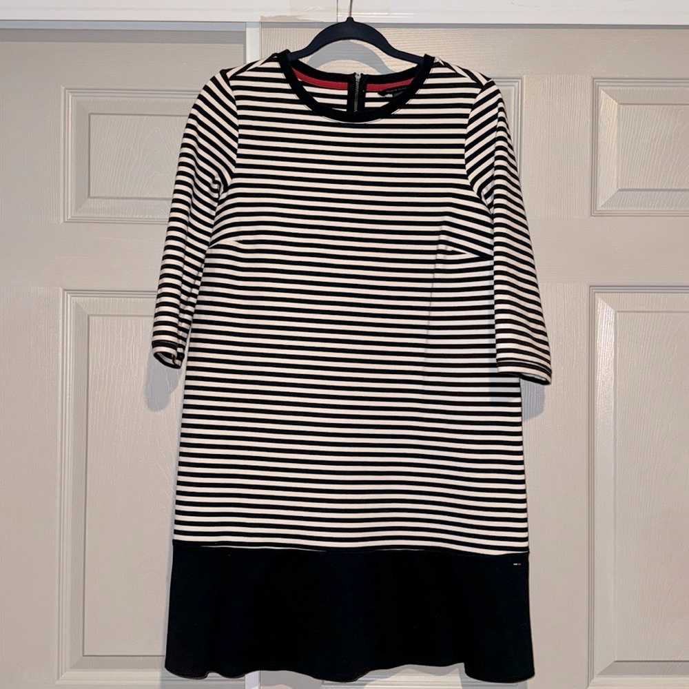 Scuba drop waist stripped dress.